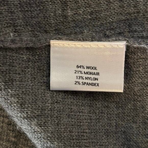 Eileen Fisher Size L Cardigan Sweater Grey Gray Wool Mohair Pockets Minimalist - Picture 4 of 5